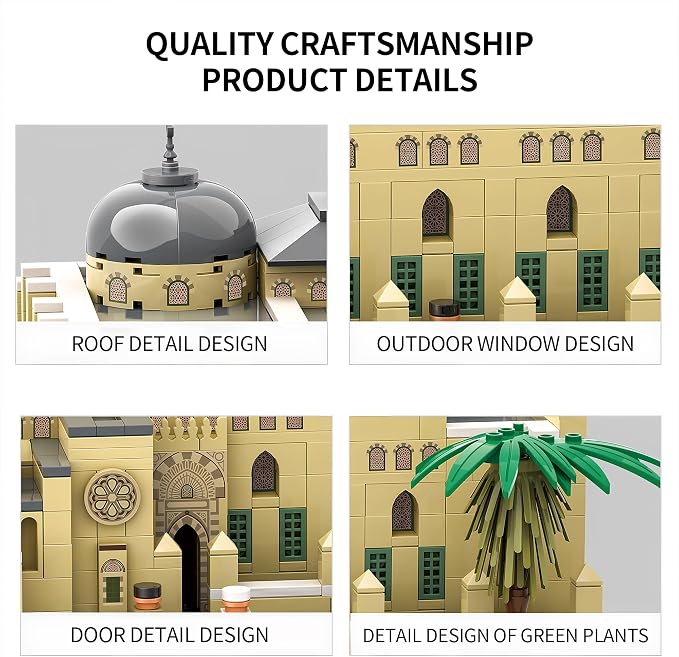 Al-Aqsa Mosque Architecture Model Kit 768 Pieces Islamic Landmark Building Set The Holy Sanctuary of Jerusalem Replica Muslim Religious Gift for Ramadan & Eid Home Decor for Adults & Teens