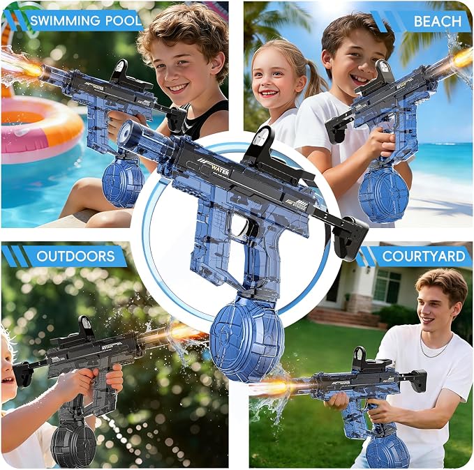 Electric Squirt Water Gun for Adults & Kid, Automatic Water Blaster Toy with Battery Powered, Long Range & High Capacity, Powerful Water Pistol for Outdoor Pool Beach Backyard Play Water Game