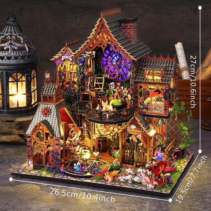Fifijoy DIY Miniature Wooden Dollhouse Kit, DIY Miniature House Kit for Adults and Teens, DIY Mini Dollhouse Kit (Magic Spirit)