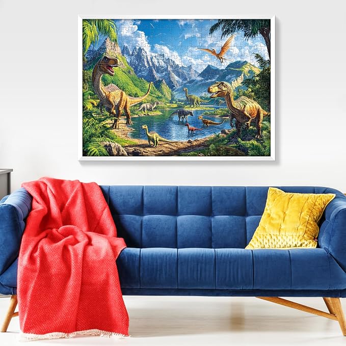 300 Pieces Dinosaur Puzzles for Adults, Lake Animals Puzzle for Adults Children, Tyrannosaurus Puzzle 300 Pieces, Gift for Birthday, Home Decor, Fun for Family Entertainment(20.5 * 15 in)