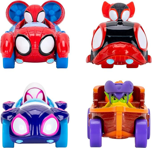 Marvel Spidey and His Amazing Friends Amazing Metals 4 Pack - Four 3-Inch Die-Cast Water-Webs Vehicles with Built-in-Characters