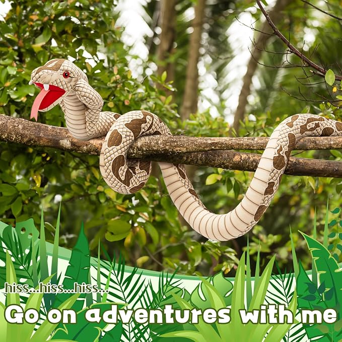 MaoGoLan 98 inch King Cobra Stuffed Animal Large Stuffed Snake Giant Cobra Realistic Plush Python Toys for Kids Halloween Prank Props Christmas Birthday Easter Valentine's Day, Brown