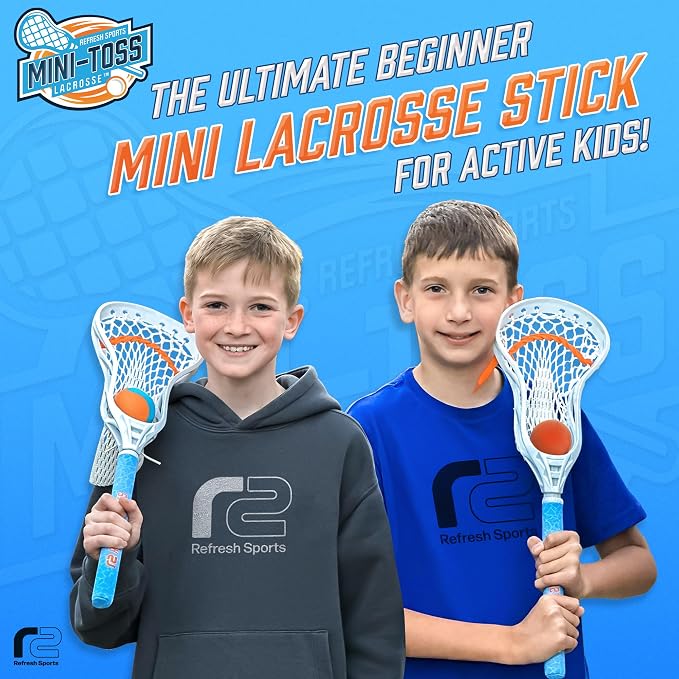 Mini Toss Lacrosse Set – The Ultimate Game for the Pool or Beach & Backyard - Comes with Water Skipping Ball, Rubber Ball & 2 Sticks with Premium Full Size Basket for Easier Catching and Throwing