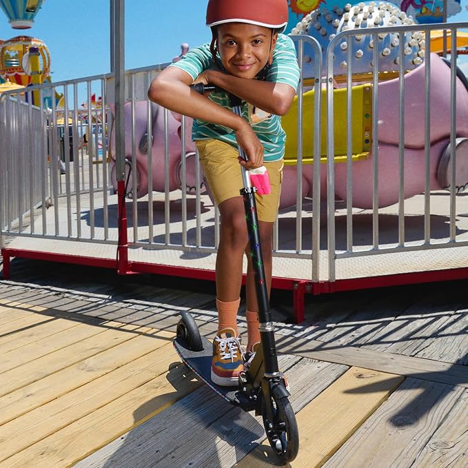 Jetson Jupiter Jumbo 2-Wheel Kick Scooter, Sturdy Wide Deck, Height Adjustable Handlebar, Rear Brake, Easy-Folding Mechanism, 8 inch wheels
