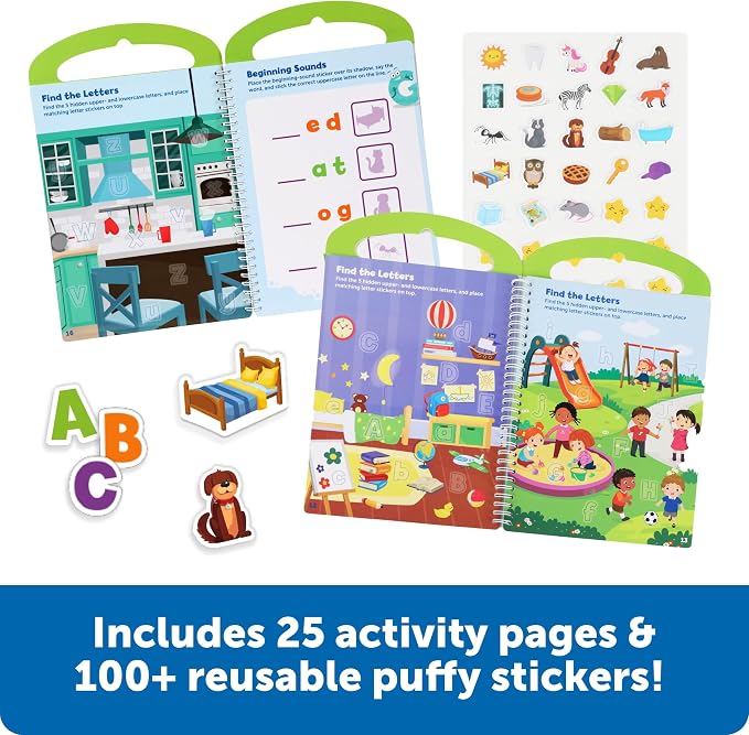 Learning Resources Skill Builders Smart Stickers Letters & Phonics - Reusable Sticker Books for Kids, Preschool Activity Book, Toddler Learning Activities, Educational Stickers