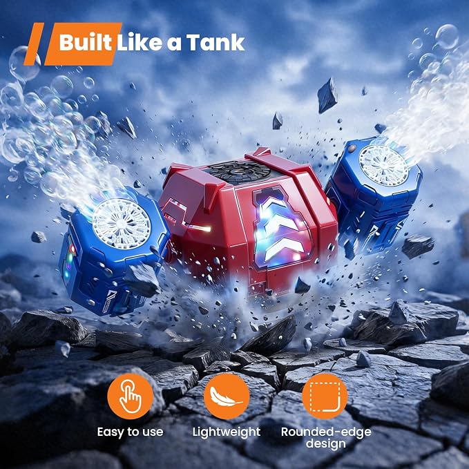 GoGonova Bubble Machine, 30000+ Bubbles/Min Rechargeable Kids Bubble Machine with Remote Control, Big Bubble Blower Maker, 360° Auto Rotation & 2 Speeds, 7-Color RGB Lights, Mecha Leader