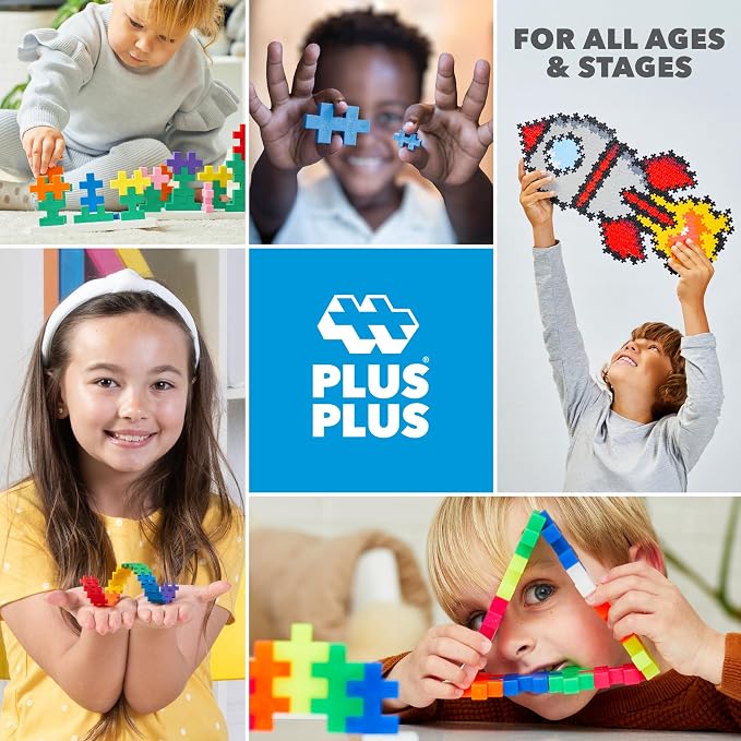 PLUS PLUS Travel Case - 100 Piece Glow Mix, Mini Interlocking Building Blocks Set, Stem Toys - Airplane Travel Essentials for Kids/Classroom Must Haves Gifts for Boys & Girls
