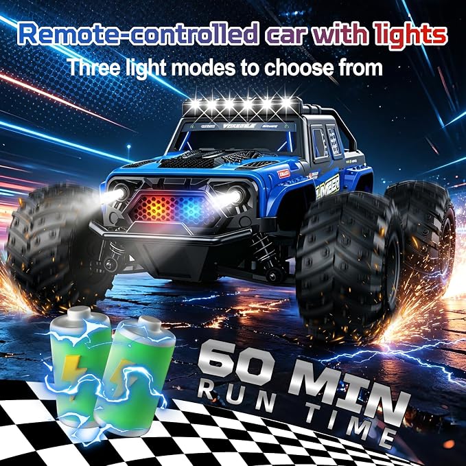 Gohero Remote Control Monster Truck – 32KM/H Fast RC Car for Adults & Kids, 1/18 Scale Off-Road Truck with Dual Shells & Lights, App/2.4GHz Control, 2 Batteries 60Min Playtime, Gift for Boys 8-12