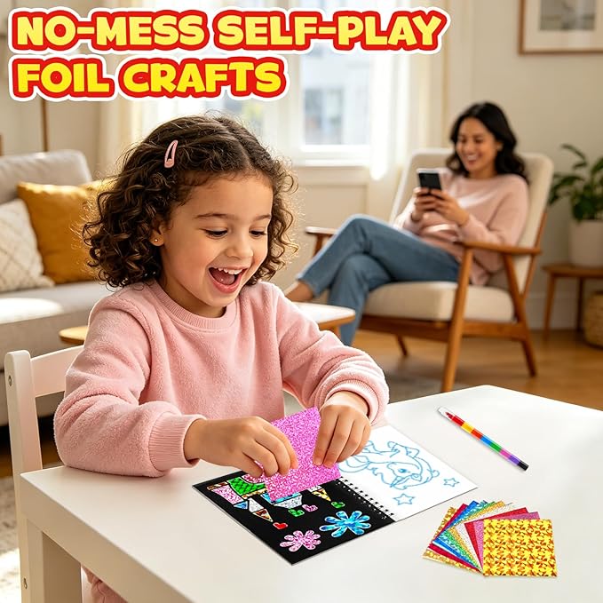 FUNNYB&G Foil Art Party Favors for Kids - 24 Pack Foil Art Crafts Kits Coloring Books, Goodie Bag Stuffers Party Favors for Kids 4-8 8-12, Bulk Birthday Classroom Prizes Girls Boys Gifts (Classic)