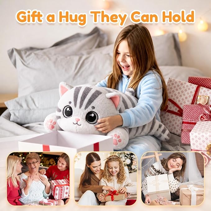 Tabby Cat Weighted Stuffed Animal, Soft Plush Toy Gift(10.6 Inch, 0.7 Lbs)