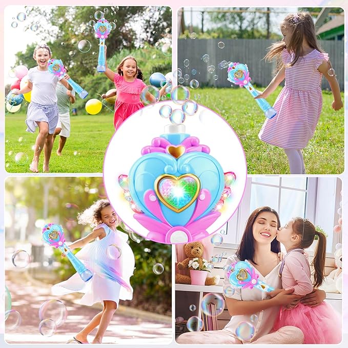 Toys for Girls: Princess Toy Bubble Wand, Birthday Gifts for 3 4 5 6 7 8 Years Old Girl, Bubbles Machine Fairy Wands for Kids Light Up with Bubble Solution, Toddler Girl Toys Age 4-5