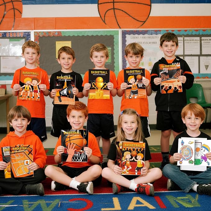 BenLouis 24 Pcs Basketball Mini Coloring Books Kids Basketball Small Activity Books Party Bulk for Boys Kids Sports Birthday Goodie Bags Stuffers Return Gifts Classroom Travel