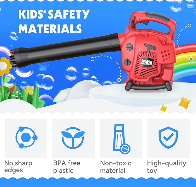 Toy Choi's 2 in 1 Bubble Leaf Blower Toy, Bubble Machine & Kids Leaf Blower, Pretend Play Gardening Tool Set for Toddlers, Boys Girls Age 3 4 5+, Outdoor Summer Party Yard Play Toy