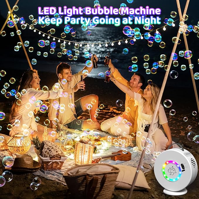 Bubble Machine for Kids Toddlers, 90° 360° Rotatable Automatic Bubble Maker with RGB Light, 4000+ Bubbles/Min Bubble Blower for 3 4 5 6 7 8 Year Old, Easter Christmas Birthday Outdoor Wedding Gifts