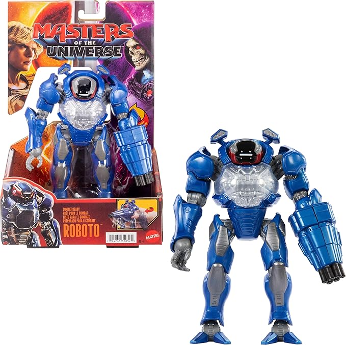 Masters of the Universe Feature Action Figure Combat Ready Roboto, Twist & Release Quick Draw Move, 5.5 Inch with Blaster, 2026 Movie Accurate Hero Toy