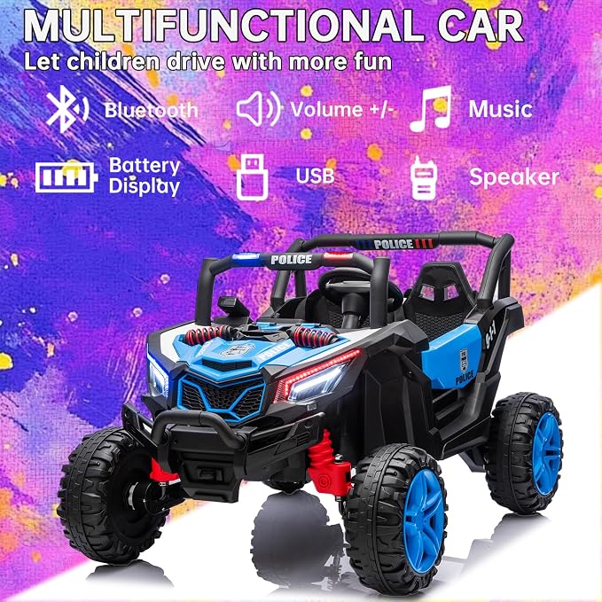 4WD UTV 24V Ride On Toys for Big Kids Ride On 2 Seater Ride On Toys Kids | 2 Seater Ride On Car for Kids Side-by-Side UTV Electric Cars for Kids Electric Ride Car Ride On Toys for Kids 4-8