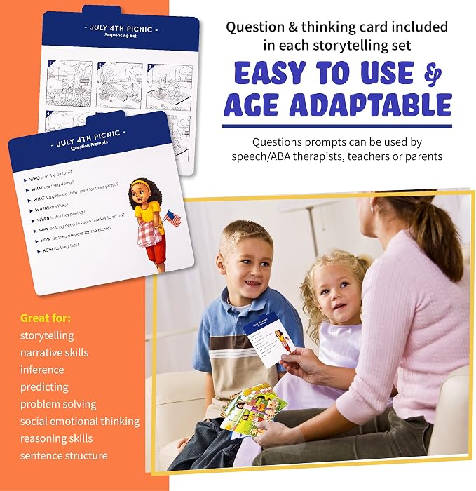 SPARK INNOVATIONS Holiday Tell A Story Cards, Sequencing Game, Speech Therapy Materials, Autism Game, ABA Therapy Materials, Social Skills Games, ESL, ELL