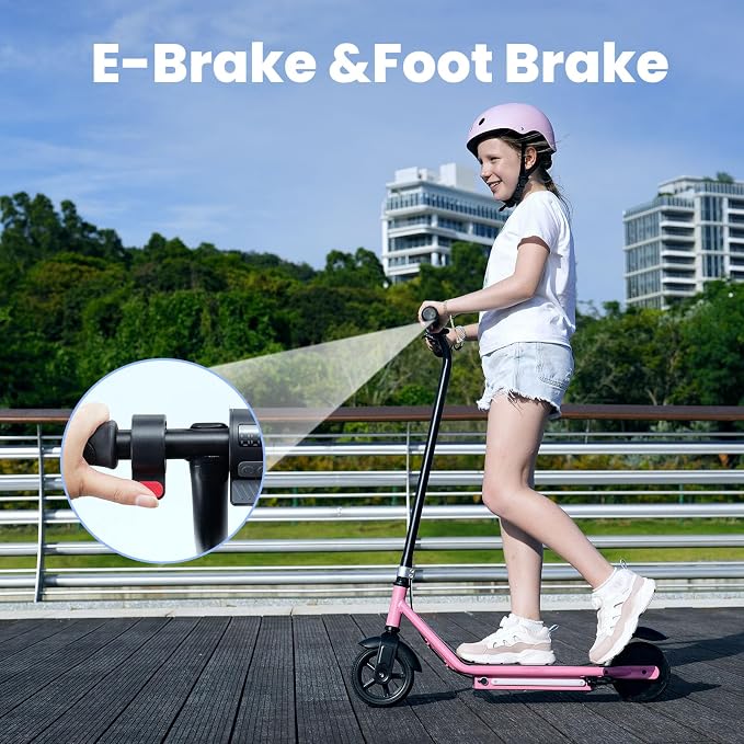 iScooter IK3 Serious Electric Scooter for Kids Aged 6-12, 3/6/10MPH Speed, Dual Brake System, 3 Heights (IK3Pro), Magnetic Charging, Colorful Lights, LED Display, 150W Motor Kids Scooter