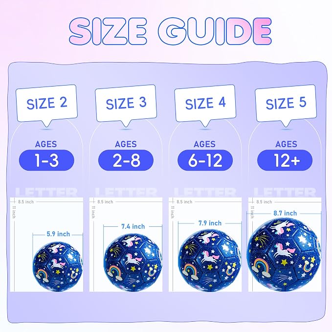 INPODAK Soccer Ball Size 3 Size 2 for Toddlers Kids 1-3 3-8, 1 or 2 Pack Cartoon Small Dinosaur Unicorn Soccer Ball Gifts for Girls Boys, Indoor Outdoor Sports Play Toys Birthday Gifts with Pump