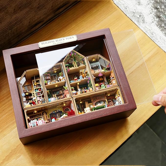 DIY Miniature House Kit, CUTEROOM Mini House Kit for Adult to Build, Wooden Dollhouse Making Kit with Furniture, Christmas Birthday Gifts