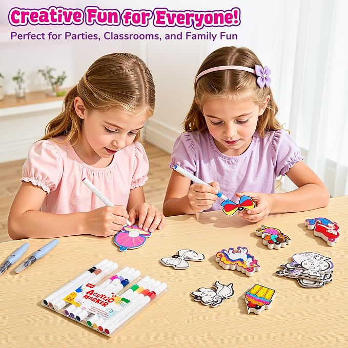 JoyCat 3D Art Kit - Magic Foam Texture Painting Kit, Princesses & Unicorn, Mess-Free Paint Crafts for Kids, DIY Color Activity, Travel Toy Creative Gift for Girls & Boys Ages 4-10