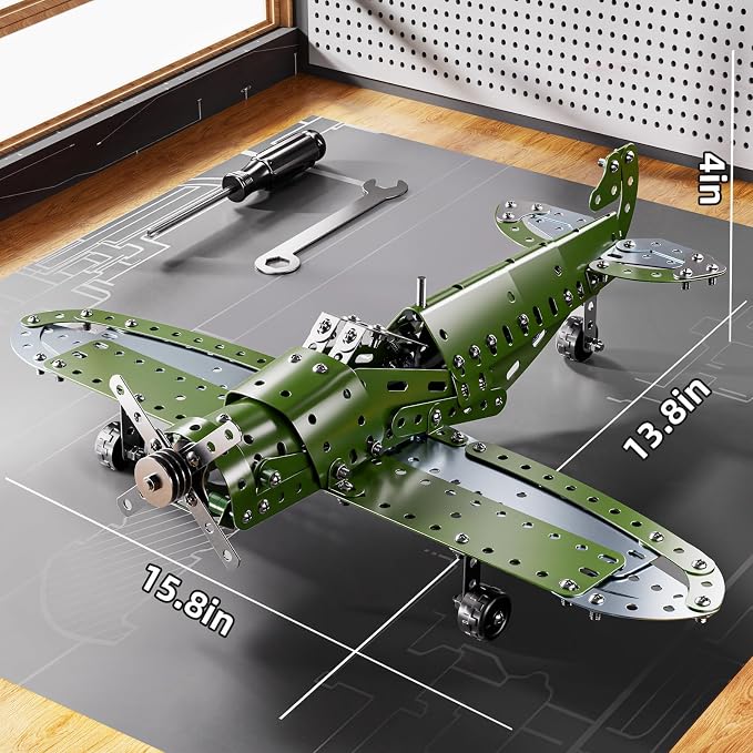 Metal Model Airplane Kits - STEM Projects for Kids Ages 8-12, Assembly Educational Building Toys Model Aircraft Metal for Kids Boys Girls 8 9 10 11 12 Years Old