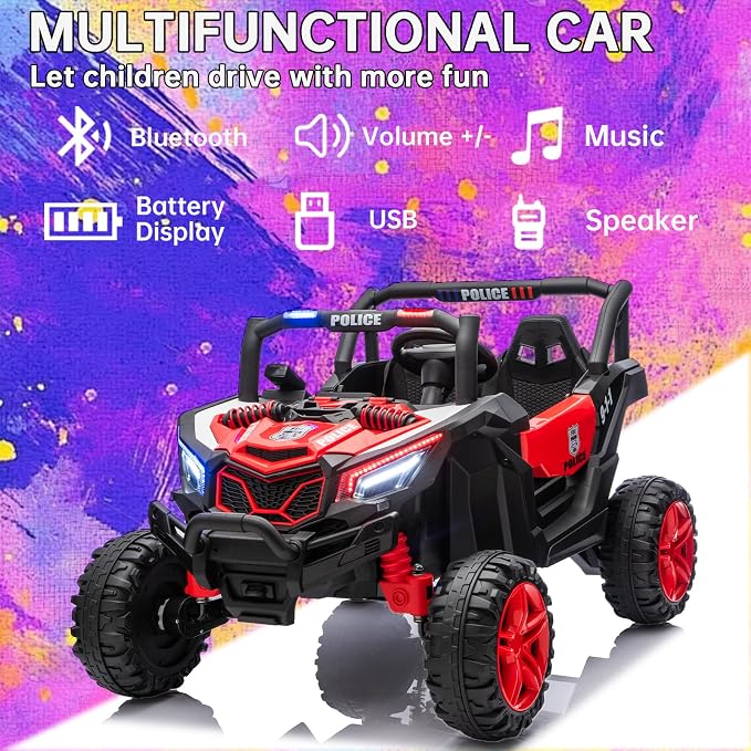 4WD UTV 24V Ride On Toys for Big Kids Ride On 2 Seater Ride On Toys Kids | 2 Seater Ride On Car for Kids Side-by-Side UTV Electric Cars for Kids Electric Ride Car Ride On Toys for Kids 4-8