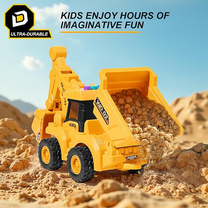 11" Dump Truck Toy, 1: 18 Scale, Inertia-Powered Dump Truck, with Realistic Lights, Rumbling Action, Anti-Slip Tires, Sturdy Plastic – Indoor & Outdoor Sandbox Vehicle for Kids Ages 3+ - Easter Gifts