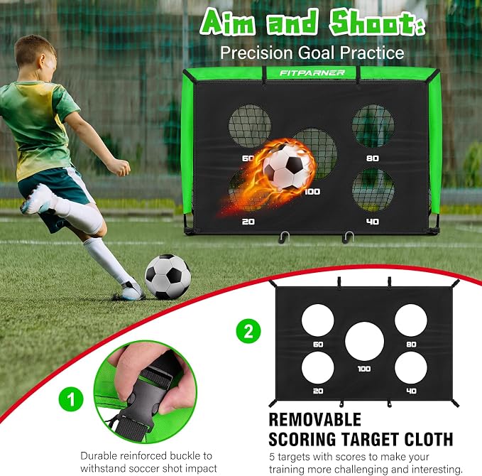 Soccer Goal,Backyard Soccer Goals for Kids 2 Pack,4x3/6x4 FT Portable Toddler Soccer Nets with Target,Ball & Cones,Soccer Training Equipment for Kids Youth Outdoor Games,Sports,Play