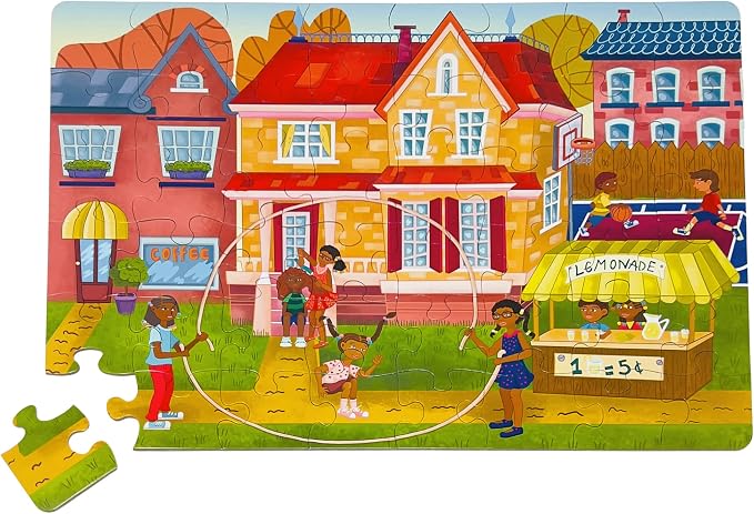 Upbounders- Fun Outside 48 Piece Floor Puzzle, Multicultural Beginner Jigsaw Puzzle with African American Children Boys Girls at Play, Ages 4+