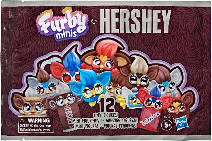 Furby Minis 12 Pack of The Hershey Company Figures, Tiny Collectible 1-Inch Candy Toys, Halloween Handouts for Kids, Easter Basket Stuffers, Ages 6+ (Amazon Exclusive)