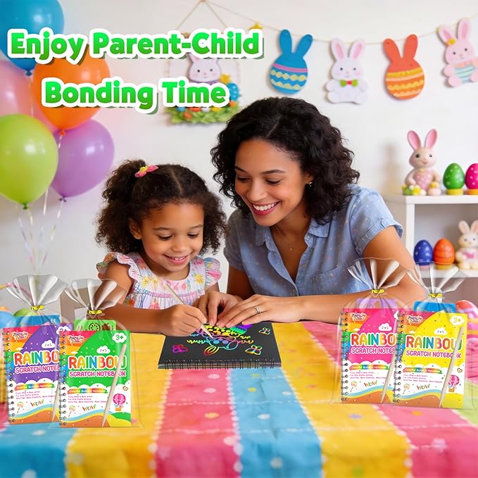 Scratch Paper Art Party Favors for Kids: 36 Pack Rainbow Scratch Notebook, Goodie Bags Stuffers Coloring Books Party Favors for Kids 3-12, Bulk Classroom Birthday Gifts for Student