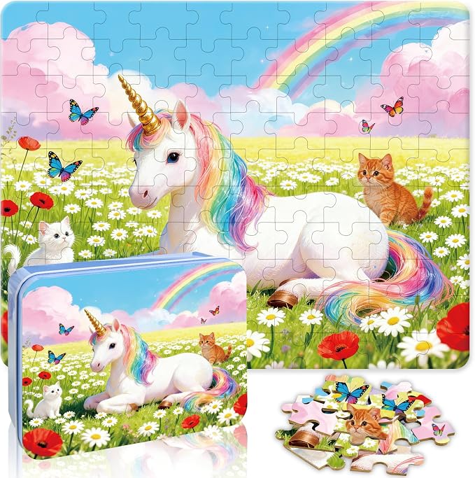 100 Pieces Puzzles for Kids Ages 4-8, Pony Educational Kids 100 Piece Puzzle, Children Jigsaw Puzzles Kids Puzzles, Educational Learning Puzzle Toys for Girls and Boys