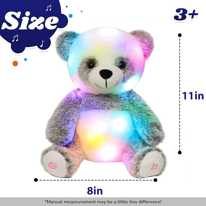 Light-up Singing Plush Panda LED Musical Stuffed Animal Adjustable Volume Lullaby Plushies Birthday Christmas Toy Gifts for Kids Toddler Girls, 13"