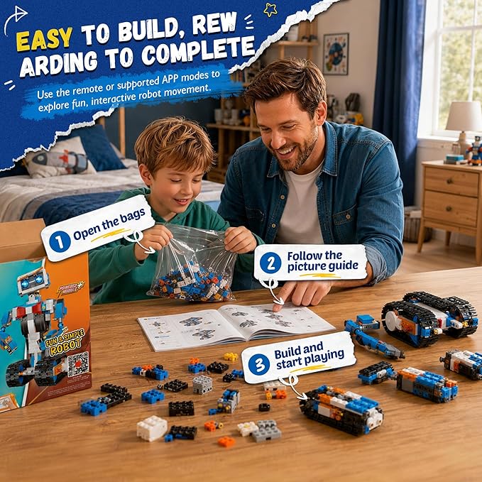 okk Robot Building Toys for Boys, STEM Projects for Kids Ages 6-12, Remote & APP Controlled Engineering Learning Educational Coding DIY Building Kit Rechargeable Robot Toy Gifts for Girls