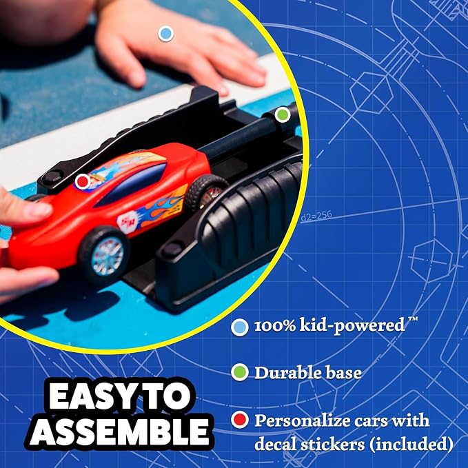 Stomp Racers Air Powered Race Cars by Stomp Rocket, Single Racer Pack - Dueling Stomp Racers Toy Car Launcher - Fun Backyard Outdoor & Indoor Multi-Player Kids Toys Gifts for Boys, Girls & Toddlers