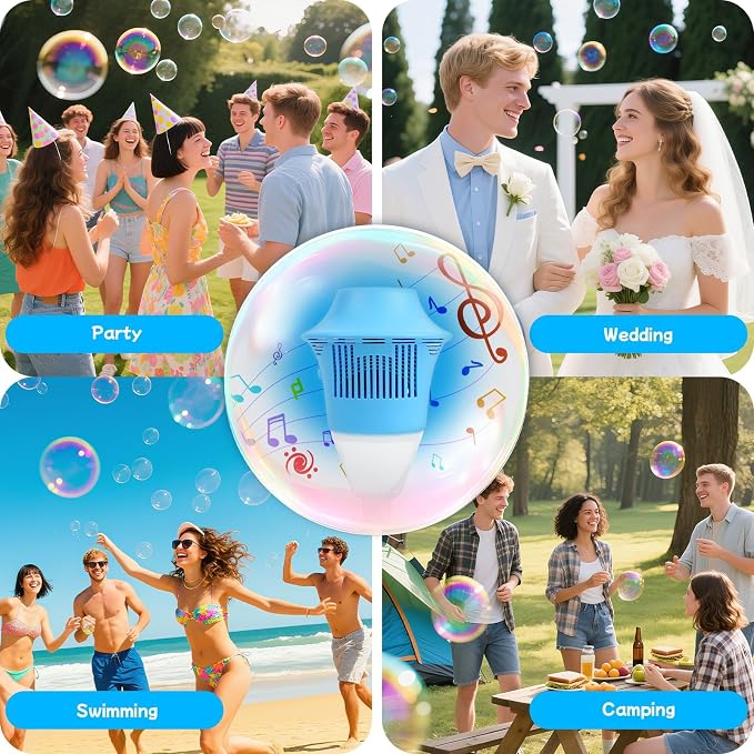 Automatic Bubble Machine for Kids, 2026 New Standing Bubble Maker with Lights & Music, Height Adjustable Up to 47'', Rechargeable Bubble Blower Toys Bubbles Machine for Wedding Party (Blue)