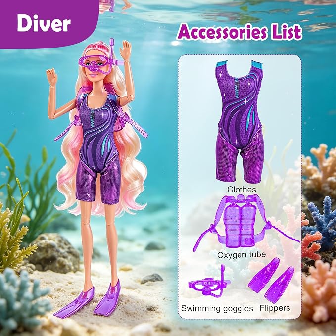 dollbie 6 Pack Fashion Dolls Playset -11.5 inch Career Role Play Dolls | Career Role Play Dolls