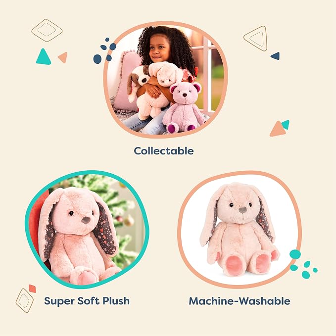 B. toys – 12-Inch Pink Plush Bunny – Huggable Stuffed Animal Bunny Toy – Soft & Cuddly – Washable – Newborns, Toddlers, Kids – 0+ Months