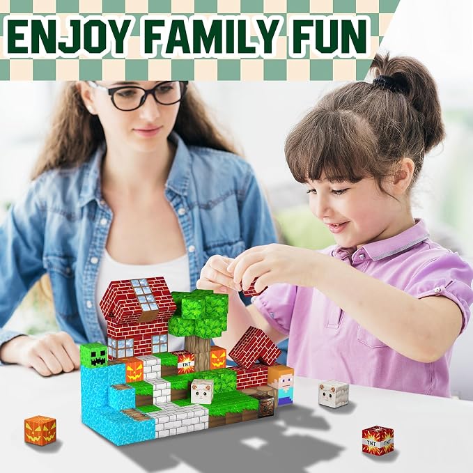 Uucoco 100 PCS Magnetic Blocks - Building Blocks Toy Magnetic Tiles for Kids, Build World Cubes Toys Gifts for Kids Boys Girls Age 3 4 5 6 7 8-12 Year Old, Christmas Birthday Gift