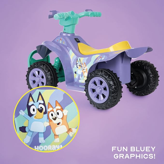 Bluey - 6V ATV Ride On Toy for Kids, LED Headlights, Battery Powered