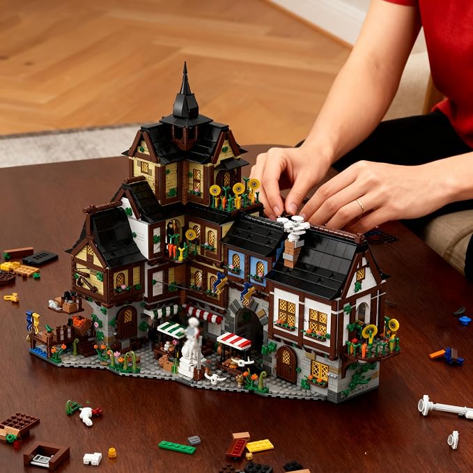 Medieval Town Center Building Set for Adult, Architecture Viking Village Town Center Building Block, House Collection Toy, Creative Present for Adults and Teen(3867PCS)