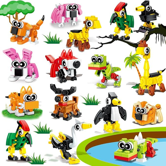 30PCS Mini Animal Building Blocks Party Favors for Kids 4-8 8-12 Goodie Treat Bag Stuffers Classroom Treasure Box Toys Carnival Prizes Bulk Pinata Fillers Birthday Trinket Back to School Student Gifts