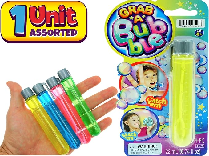 JA-RU Grab a Bubble-Touchable Mini Bubbles Wand Toy (1 Unit Assorted Colors) Outdoor Summer Toy Entertainment for Kids. Party Favor, Birthday Party Easter Basket Stuffers Bulk Bubbles. 1524-1A