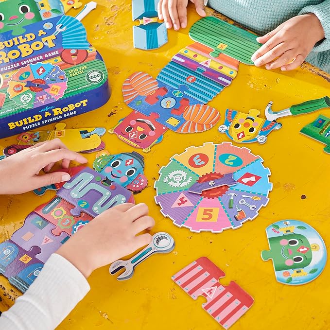 eeBoo Build a Robot Spinner Game - Award Winning Number Matching Robot Building Game, Screen-Free Fun for 2-4 Players, Kids Ages 3 and up