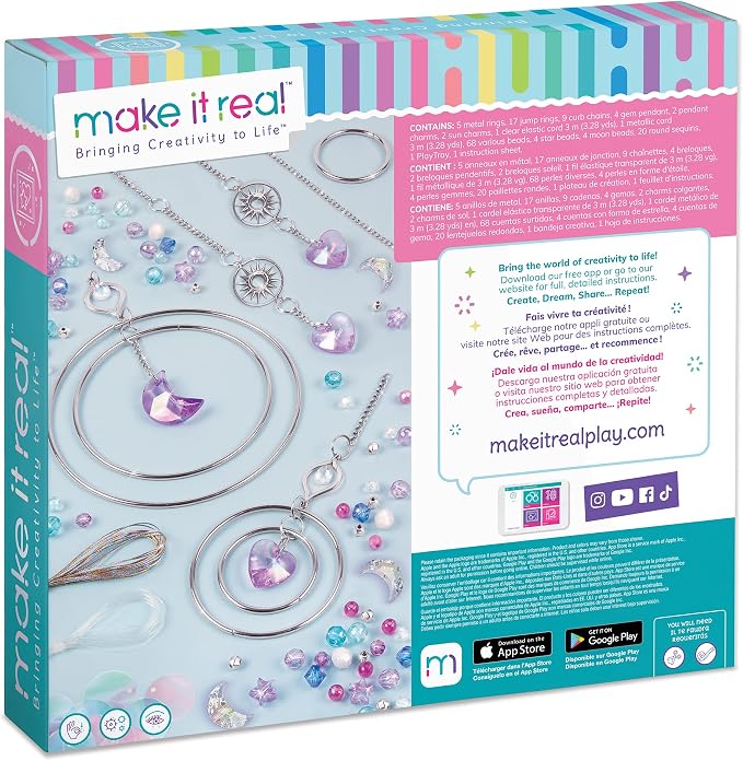 Make It Real: DIY Crystal Suncatcher - Silver, Purple & Soft Hues, Craft Your Own Beautiful Suncatcher, 139 Pieces Included, All-in-1 DIY Kit, Bedroom Décor, Tweens & Girls, Arts & Crafts, Ages 8+