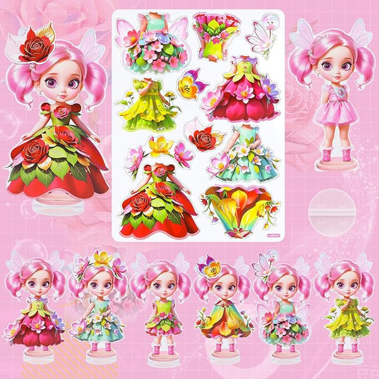 PainZieteg Magnetic Dress Up Dolls,Paper Dolls for Girls, Kids DIY Princess Magnetic Dress-Up Doll for Girl Birthday (Spring Fairy)