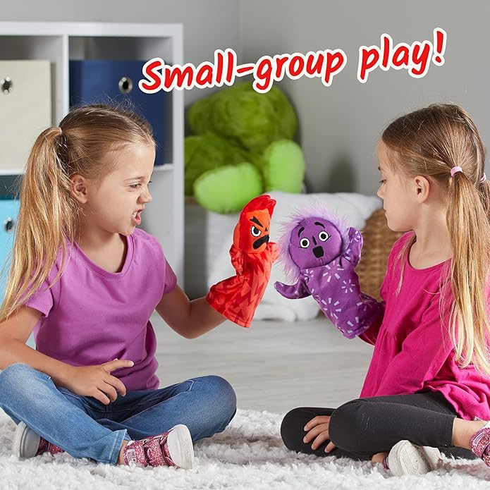 hand2mind Feelings Family Hand Puppets, Emotions Toys, Dramatic Play Therapy Toys for Counselors, Social Emotional Learning Activities, Calm Down Corner Supplies, Social Skills Activities for Kids