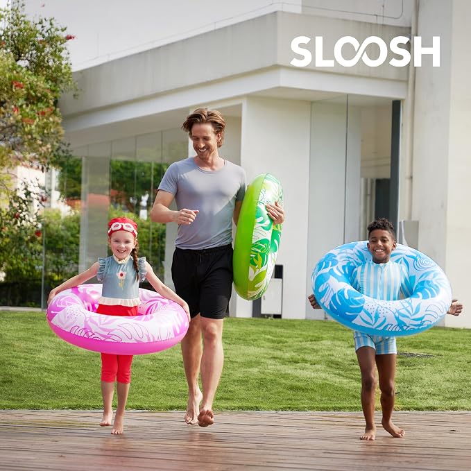 JOYIN 3 Pack Pool Floats, Pool Tube for Kids Swim Rings Inflatable Tubes, Tropical Leaves Floatie Ring Water Toys for Swimming, Summer Beach Party