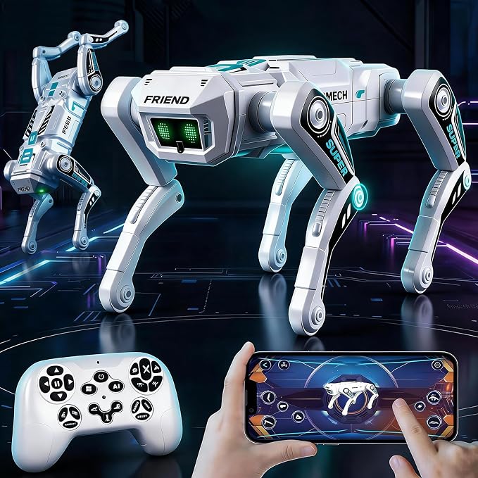 Smart Robot Dog for Kids 3-12, App & Remote Control RC Stunt Puppy, Programmable STEM Toy with AI Emotion Mode & 30+ Actions - Interactive Electronic Pet Gift for Boys Girls